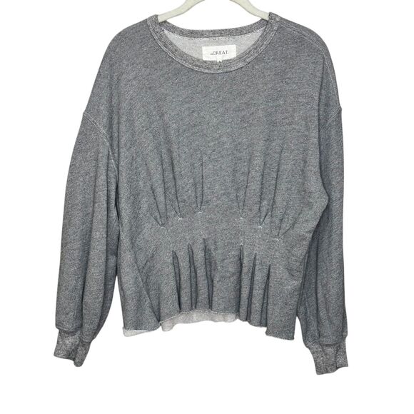The Great. Sweatshirt Size M 2 Gray Pleated Waist Corset Crewneck Long Sleeve - Picture 1 of 6
